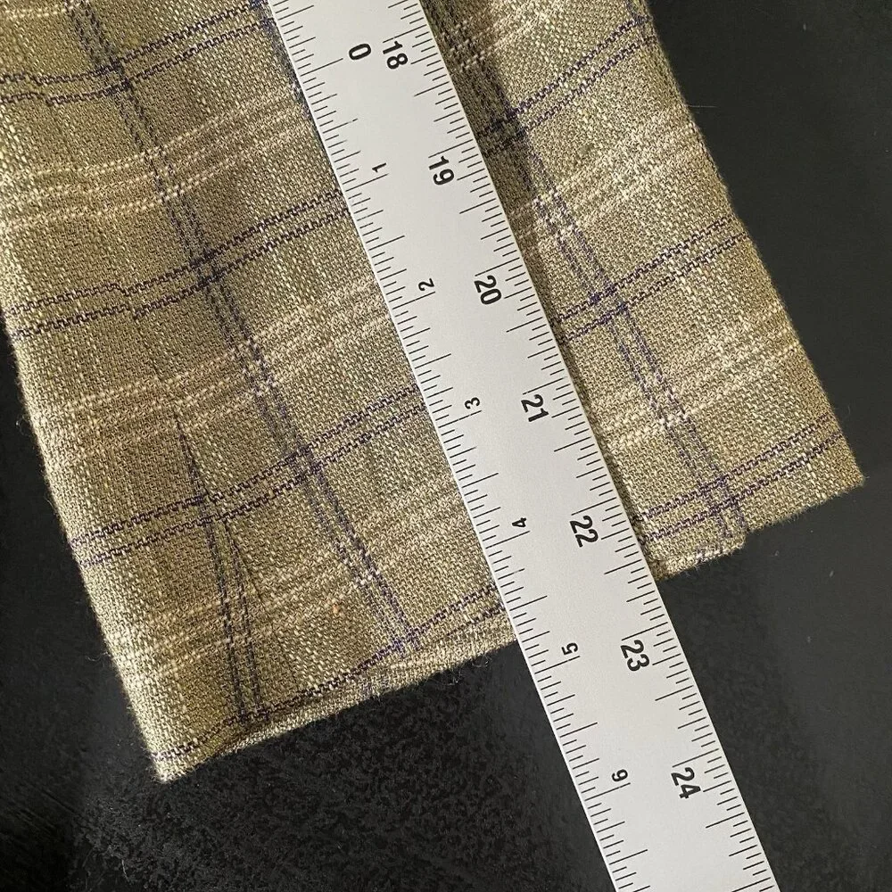 Vintage Liz Claiborne Blazer Women 12 Petite Linen Blend Plaid Academia Heritage - Picture 13 of 15